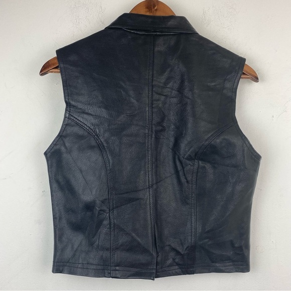 New Identity size Medium Women’s Black Leather Full Zip Vest - Picture 3 of 6